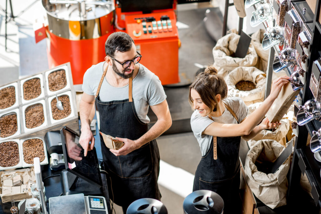 seller in the coffee store